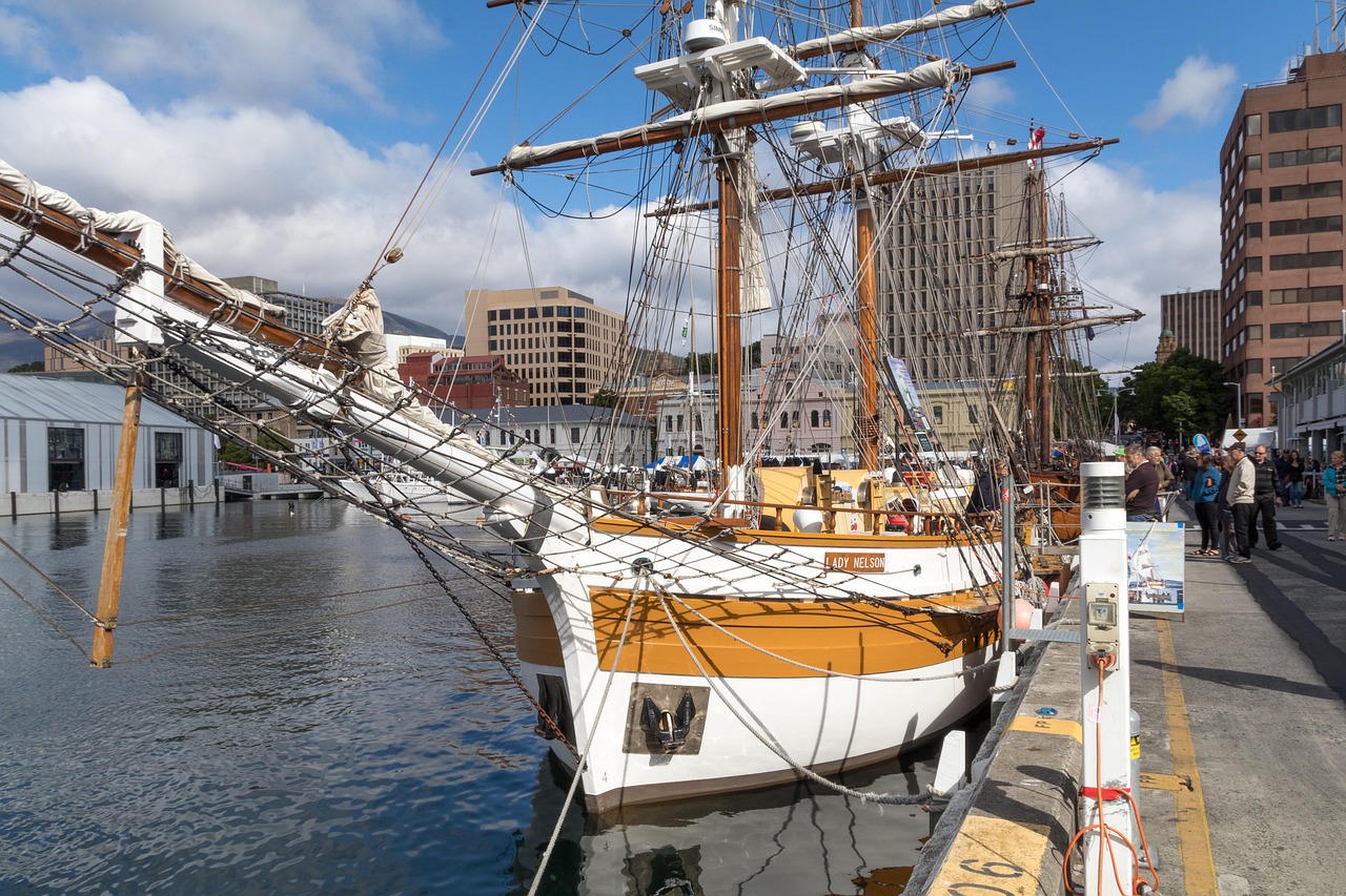Old sailboat docked in Hobart harbour representing businesses needing strategic marketing direction in Tasmania