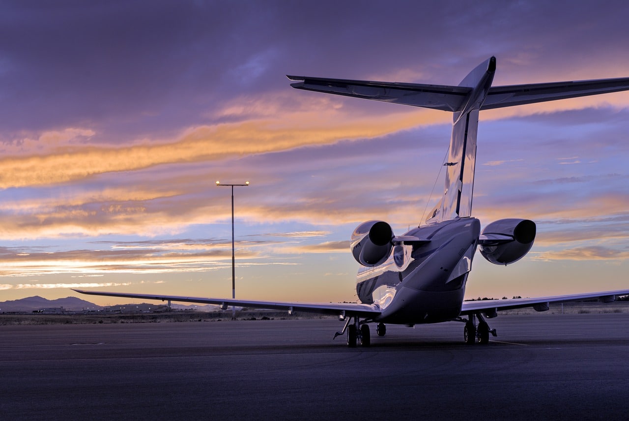 Corporate jet at sunset representing premium high-end SEO strategy and elevated positioning for Hobart luxury businesses